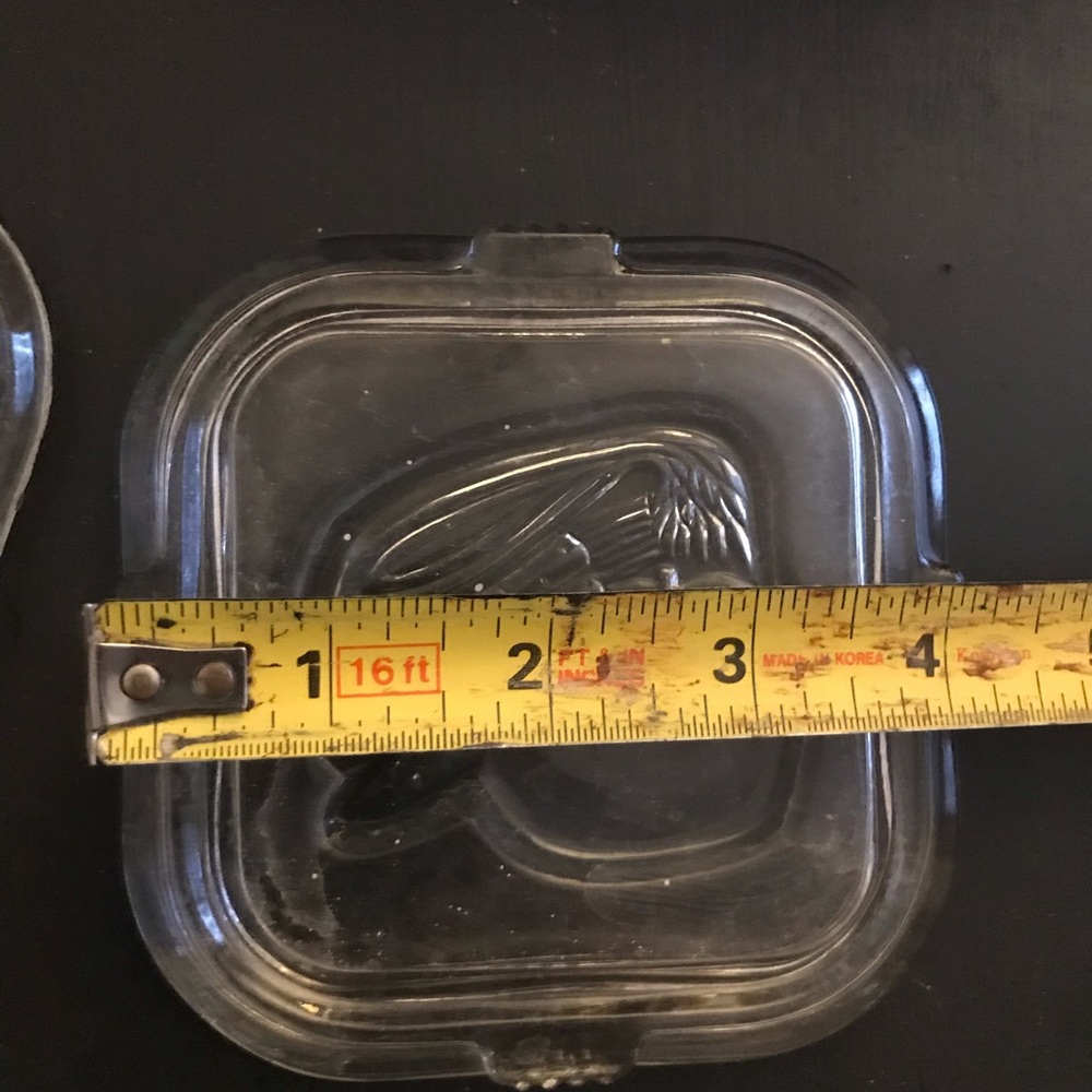 Two Vintage refrigerator dish lids.